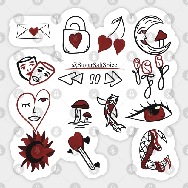 Red and black doodles #1 Sticker by SugarSaltSpice